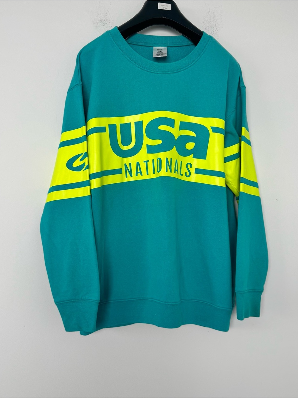 Varsity Spirit USA Nationals Crewneck Sweatshirt M Teal Neon Yellow Graphic